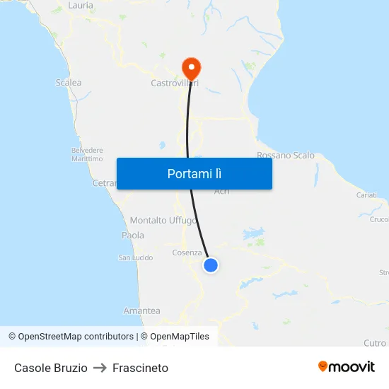 Casole Bruzio to Frascineto map
