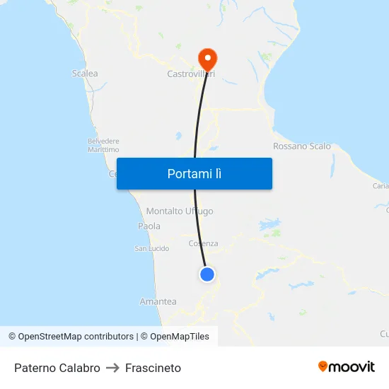 Paterno Calabro to Frascineto map