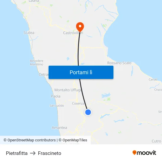 Pietrafitta to Frascineto map