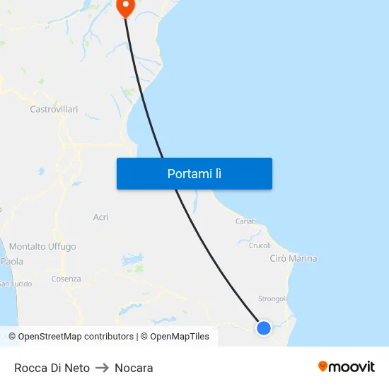 Rocca Di Neto to Nocara map