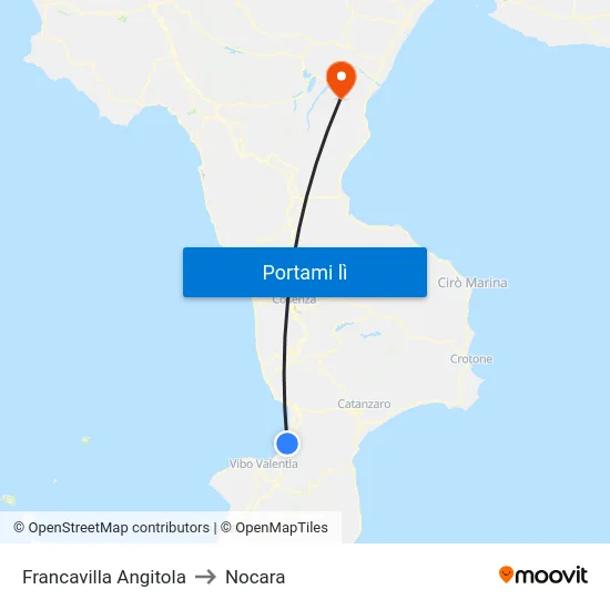 Francavilla Angitola to Nocara map