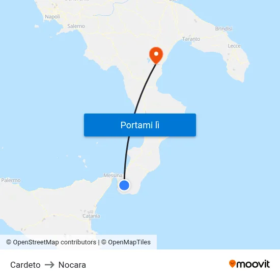 Cardeto to Nocara map