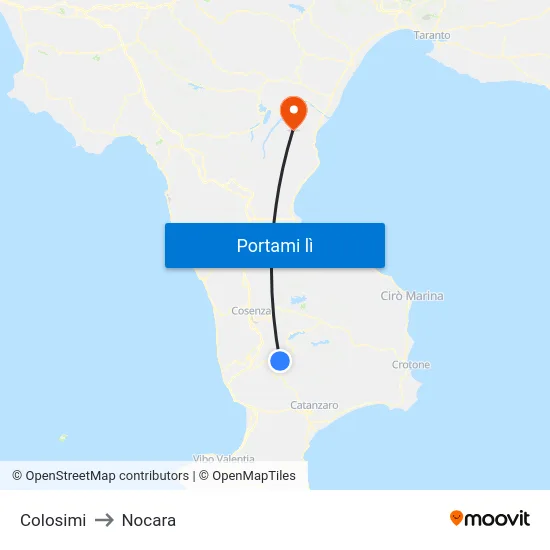 Colosimi to Nocara map