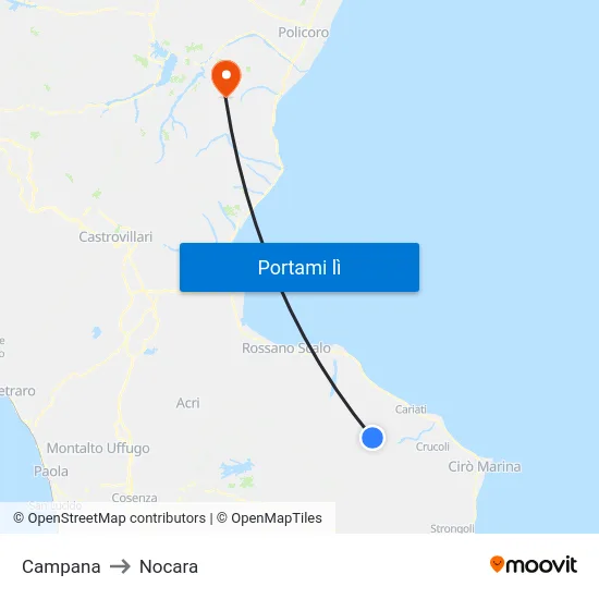 Campana to Nocara map