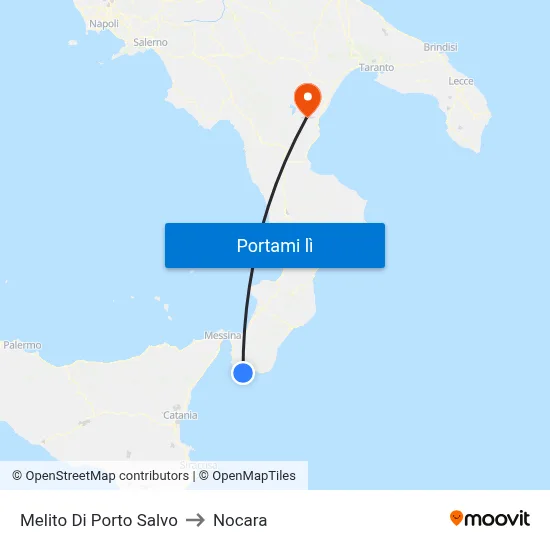 Melito Di Porto Salvo to Nocara map