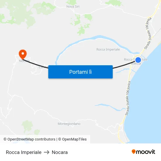 Rocca Imperiale to Nocara map