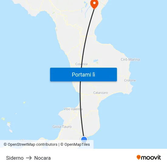 Siderno to Nocara map