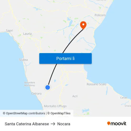 Santa Caterina Albanese to Nocara map