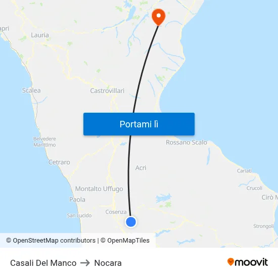 Casali Del Manco to Nocara map