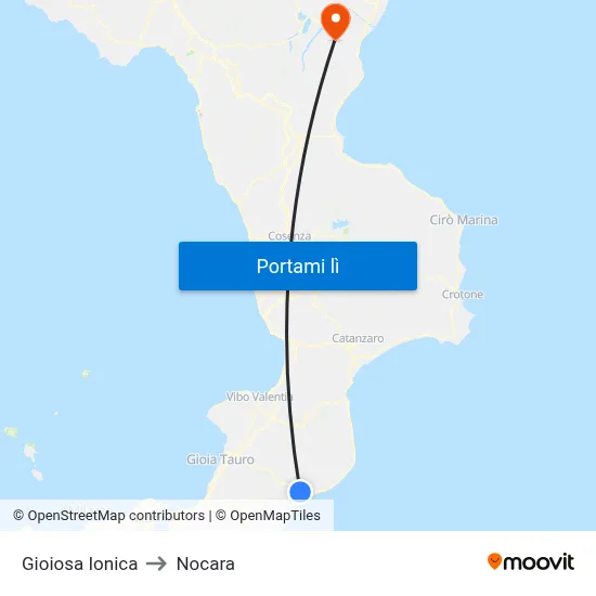 Gioiosa Ionica to Nocara map