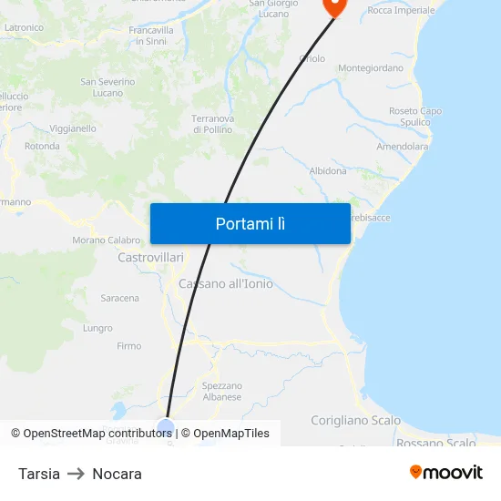 Tarsia to Nocara map