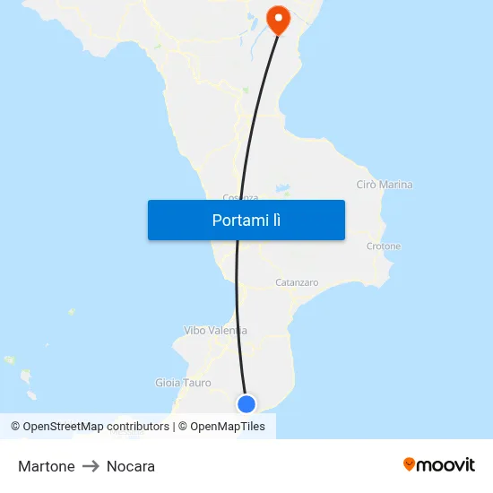 Martone to Nocara map