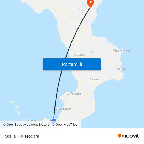Scilla to Nocara map