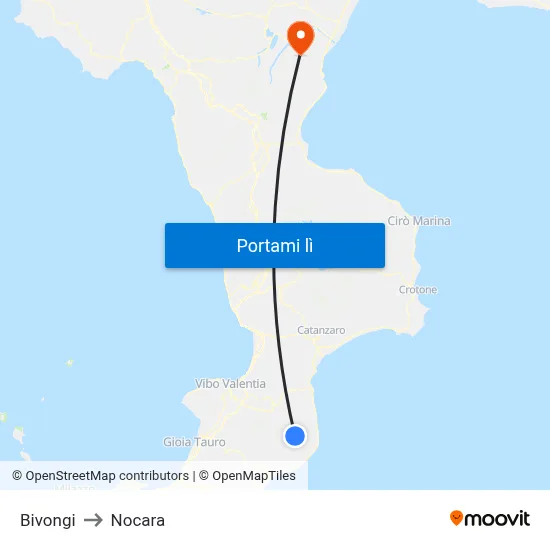 Bivongi to Nocara map