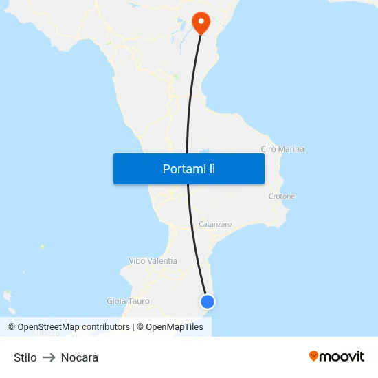 Stilo to Nocara map