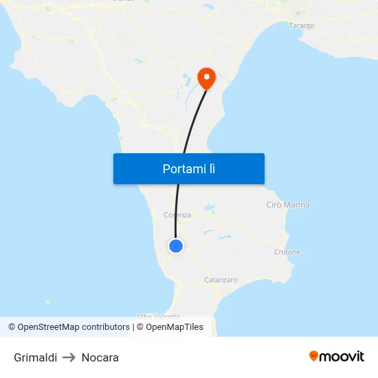 Grimaldi to Nocara map