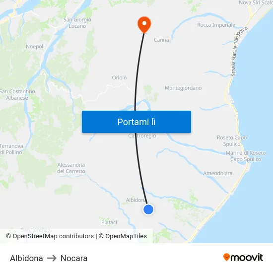 Albidona to Nocara map