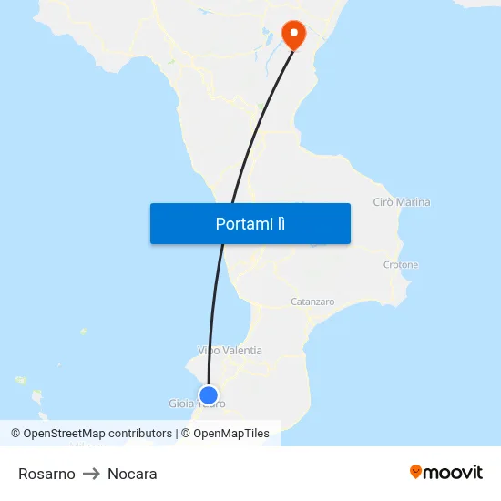 Rosarno to Nocara map