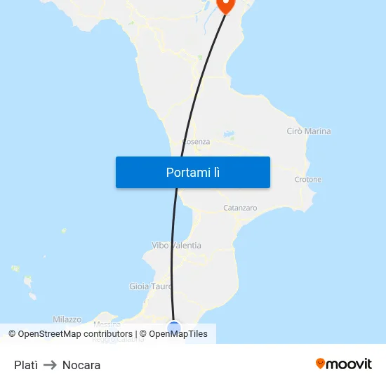 Platì to Nocara map