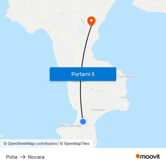Polia to Nocara map