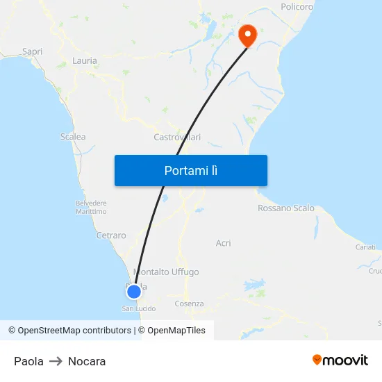 Paola to Nocara map