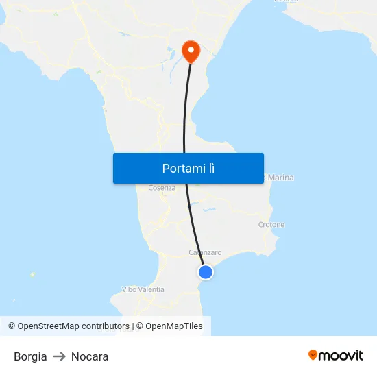 Borgia to Nocara map