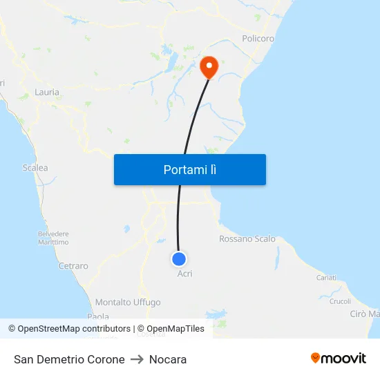 San Demetrio Corone to Nocara map