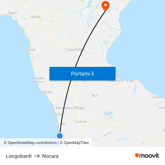 Longobardi to Nocara map