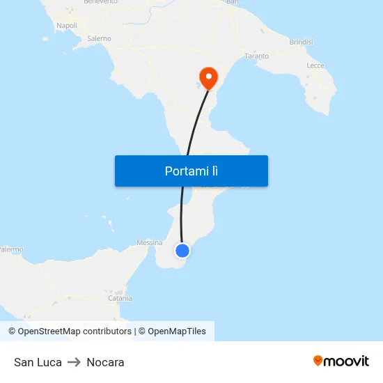 San Luca to Nocara map