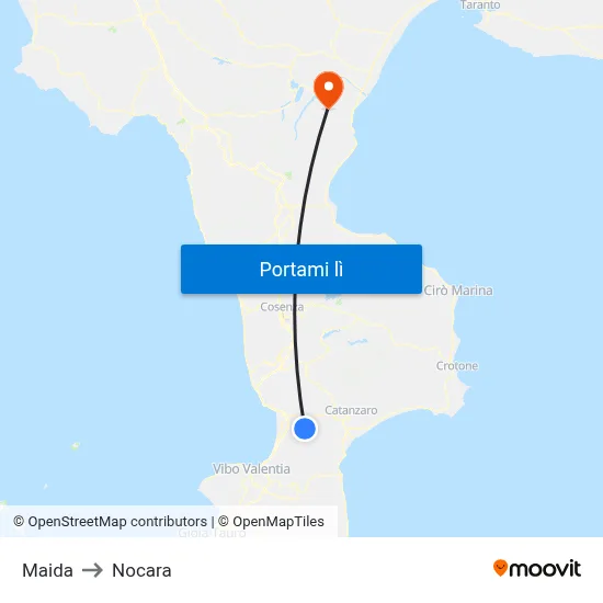 Maida to Nocara map