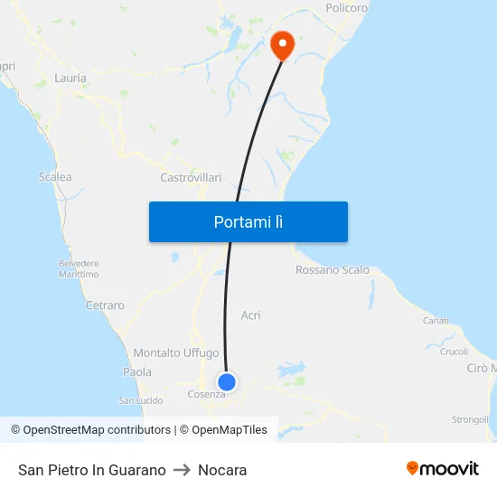 San Pietro In Guarano to Nocara map