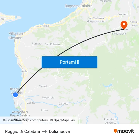 Reggio Di Calabria to Delianuova map