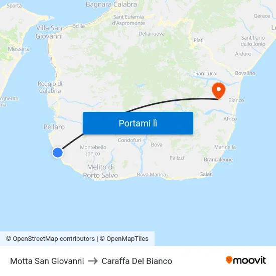 Motta San Giovanni to Caraffa Del Bianco map