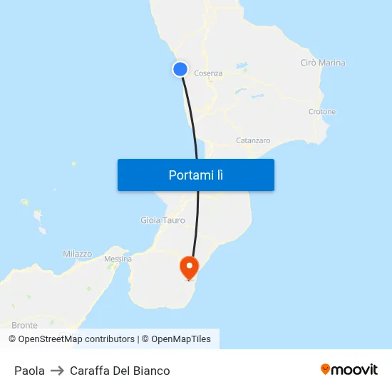 Paola to Caraffa Del Bianco map