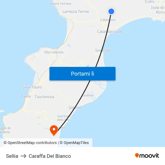 Sellia to Caraffa Del Bianco map