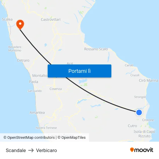 Scandale to Verbicaro map