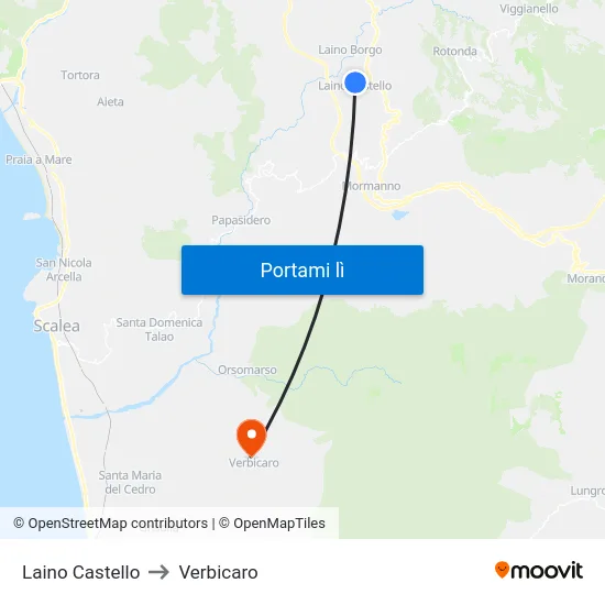 Laino Castello to Verbicaro map