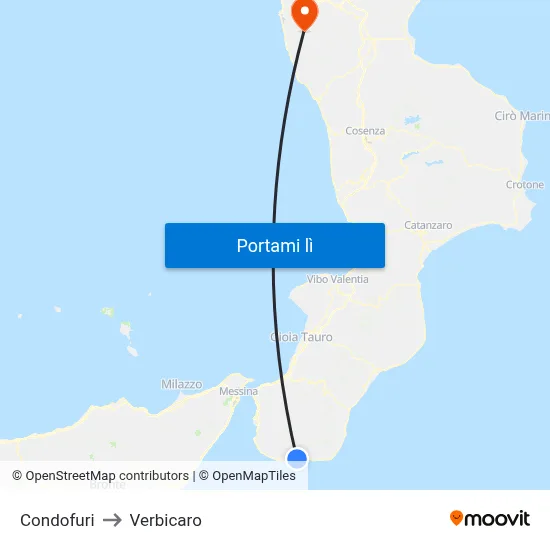 Condofuri to Verbicaro map