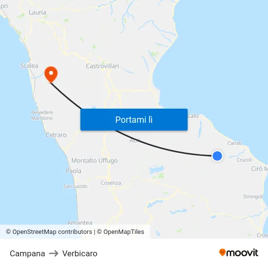 Campana to Verbicaro map