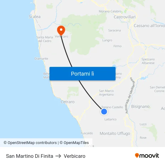 San Martino Di Finita to Verbicaro map