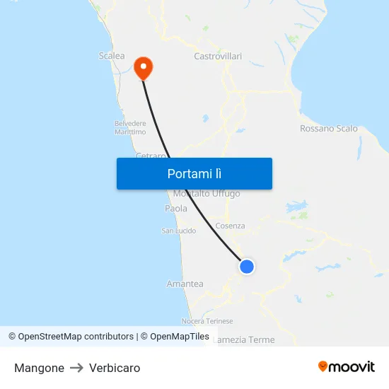 Mangone to Verbicaro map