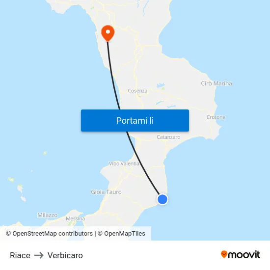Riace to Verbicaro map