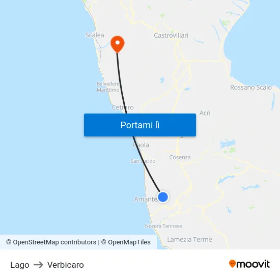 Lago to Verbicaro map
