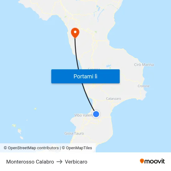 Monterosso Calabro to Verbicaro map