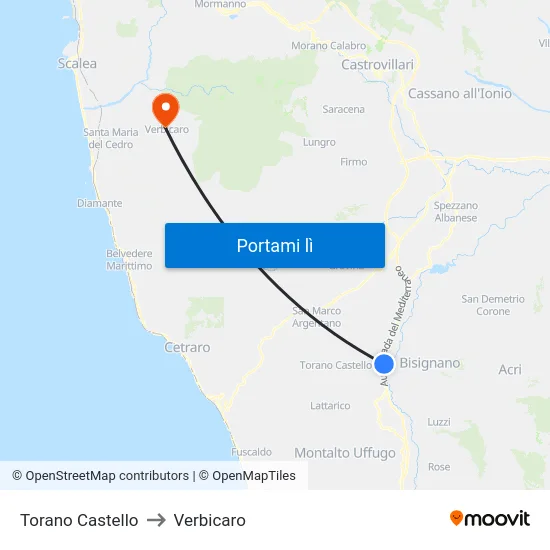 Torano Castello to Verbicaro map