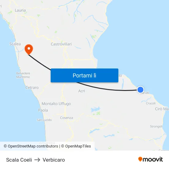 Scala Coeli to Verbicaro map
