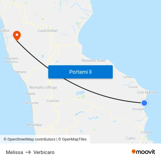 Melissa to Verbicaro map