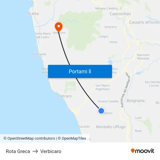 Rota Greca to Verbicaro map