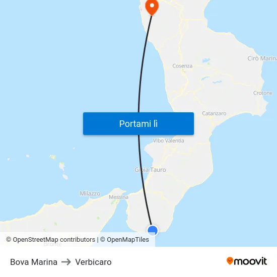 Bova Marina to Verbicaro map