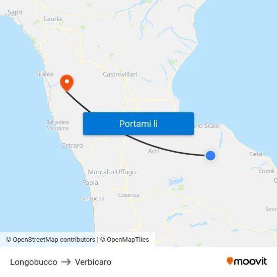 Longobucco to Verbicaro map